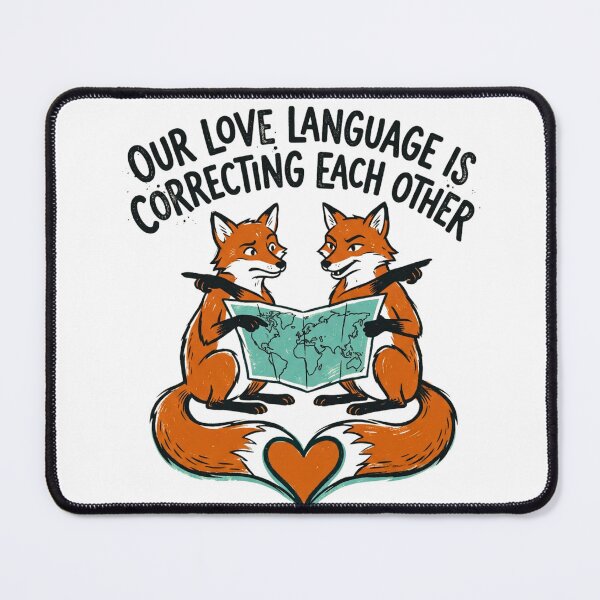Item preview, Our Love Language Is Correcting Each Other - Funny Fox Couple Map Meme designed and sold by BumbleBloom7.