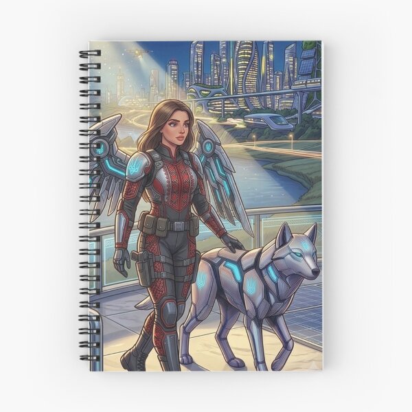 Item preview, Futuristic Ukraine Cyberpunk Angel Warrior with Robotic Lynx designed and sold by ElenMart.