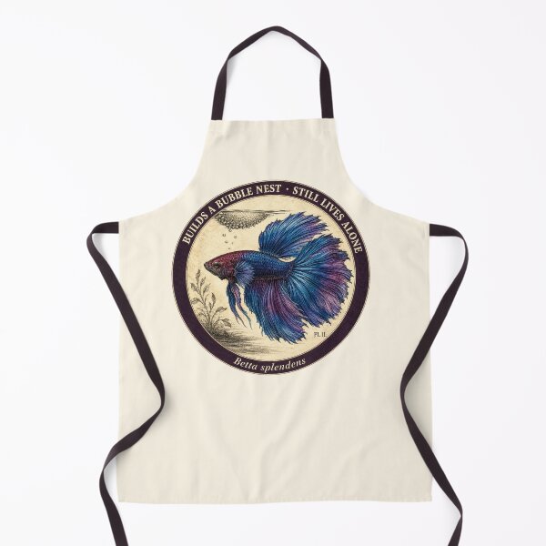 Aperçu de l'œuvre T-shirt autocollant humoristique pour amoureux des bettas : Poisson betta construisant un nid de bulles, vivant seul, style naturaliste vintage. créée et vendue par Fanverse Merchandise.