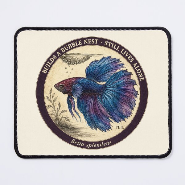 Item preview, Funny Betta Fish Gift Builds A Bubble Nest Still Lives Alone Vintage Naturalist Art Betta Lover Shirt Sticker designed and sold by Fanverse Merchandise.