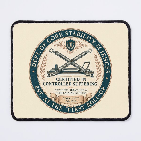 Item preview, Funny Pilates Gift Certified In Controlled Suffering Dept Of Core Stability Sciences Academic Seal Shirt Sticker designed and sold by Fanverse Merchandise.