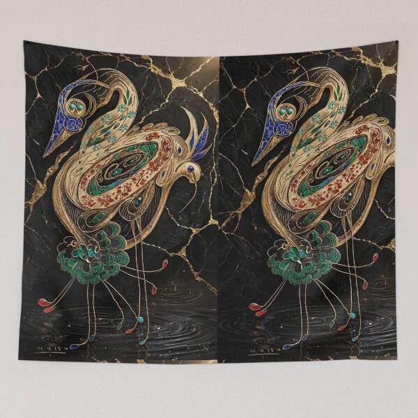 Item preview, Art14_The_Mystic_Bird_Gold_Kintsugi designed and sold by Atillasanati.
