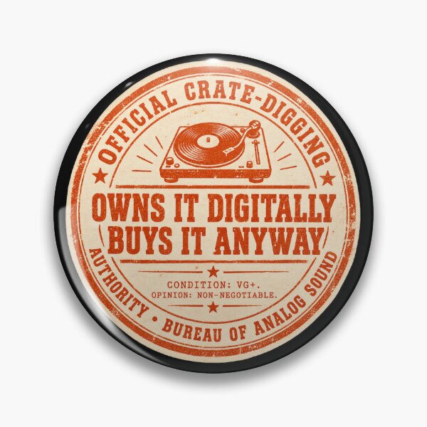 Item preview, Funny Vinyl Record Gift Owns It Digitally Buys It Anyway Vintage Stamp Shirt Record Collector Sticker designed and sold by Fanverse Merchandise.
