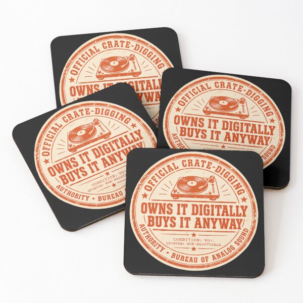 Item preview, Funny Vinyl Record Gift Owns It Digitally Buys It Anyway Vintage Stamp Shirt Record Collector Sticker designed and sold by Fanverse Merchandise.