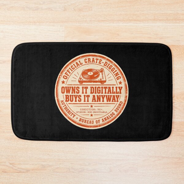 Item preview, Funny Vinyl Record Gift Owns It Digitally Buys It Anyway Vintage Stamp Shirt Record Collector Sticker designed and sold by Fanverse Merchandise.