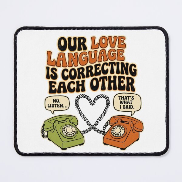 Item preview, Our Love Language Is Correcting Each Other - Retro Phone Couple Meme designed and sold by BumbleBloom7.