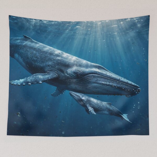 Item preview, Blue Whale Family  designed and sold by AwesomeDigiShop.