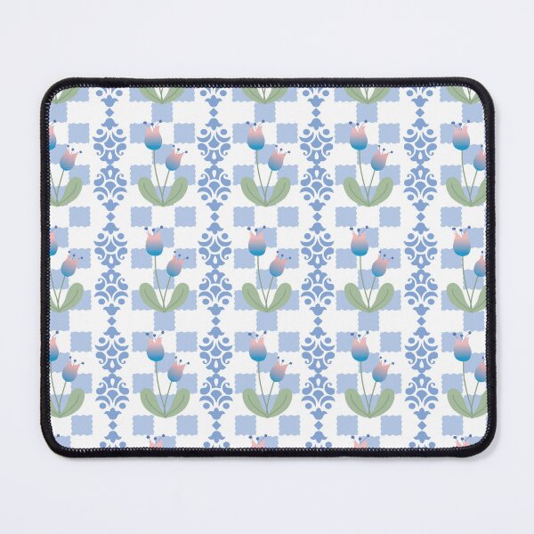 Item preview, Blue Floral Tulip Gingham Ornamental Seamless Pattern designed and sold by prapapon.