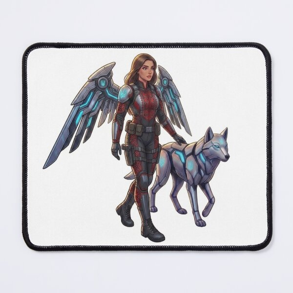 Item preview, Futuristic Cyberpunk Angel Warrior with Robotic Lynx Sticker designed and sold by ElenMart.
