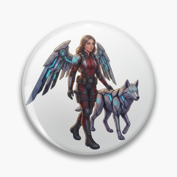 Item preview, Futuristic Cyberpunk Angel Warrior with Robotic Lynx Sticker designed and sold by ElenMart.