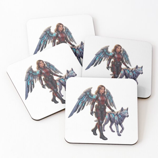 Item preview, Futuristic Cyberpunk Angel Warrior with Robotic Lynx Sticker designed and sold by ElenMart.