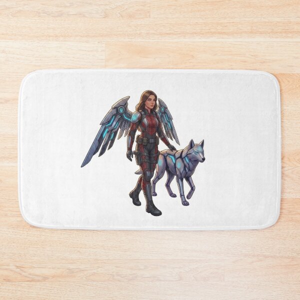Item preview, Futuristic Cyberpunk Angel Warrior with Robotic Lynx Sticker designed and sold by ElenMart.
