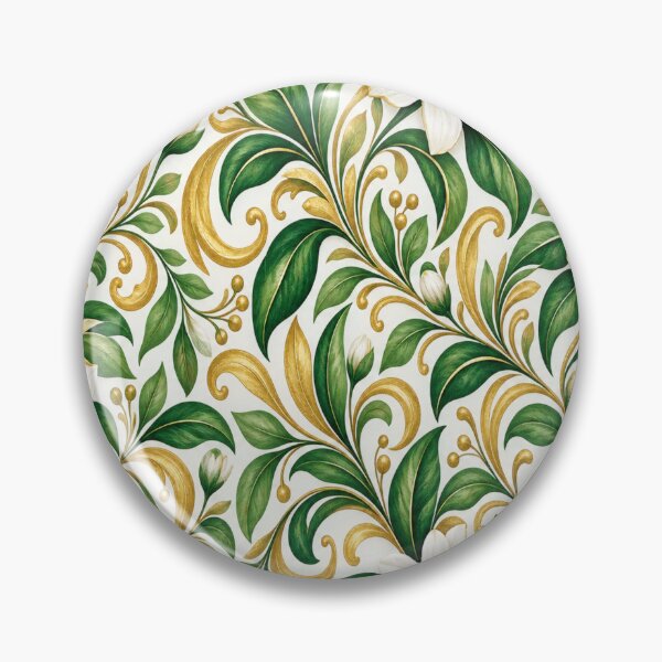 Item preview, Emerald Green & Gold Botanical Garden Pattern designed and sold by Julie Leisure Gardening.