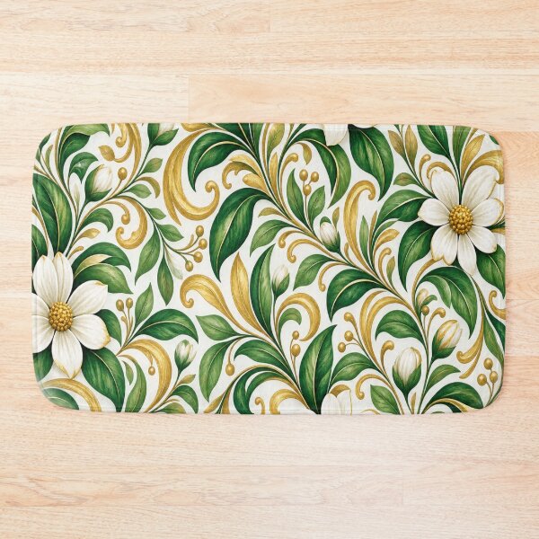 Item preview, Emerald Green & Gold Botanical Garden Pattern designed and sold by Julie Leisure Gardening.