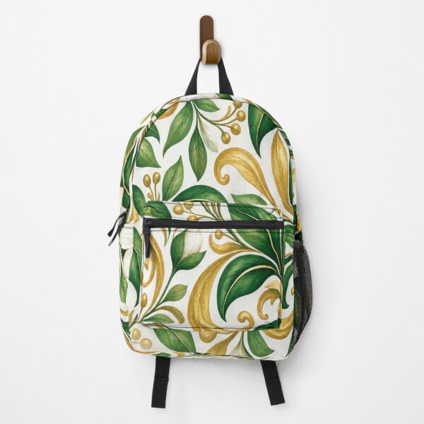 Item preview, Emerald Green & Gold Botanical Garden Pattern designed and sold by Julie Leisure Gardening.