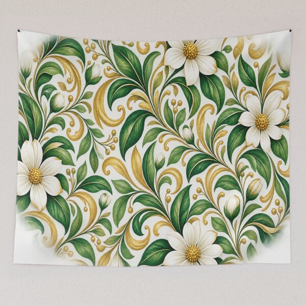 Item preview, Emerald Green & Gold Botanical Garden Pattern designed and sold by Julie Leisure Gardening.
