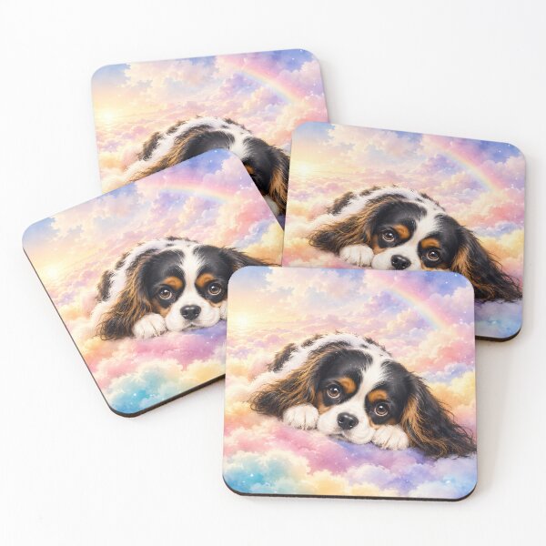 Item preview, Cavalier King Charles Spaniel in Rainbow Clouds – Dreamy Pastel Dog Art designed and sold by ManJiangHong.