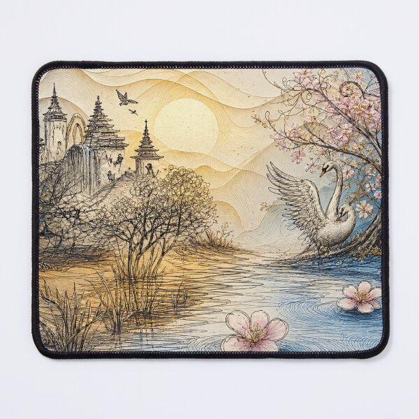 Item preview, Art09_The_Swan_Sanctuary_Ornate_Ink_Landscape designed and sold by Atillasanati.