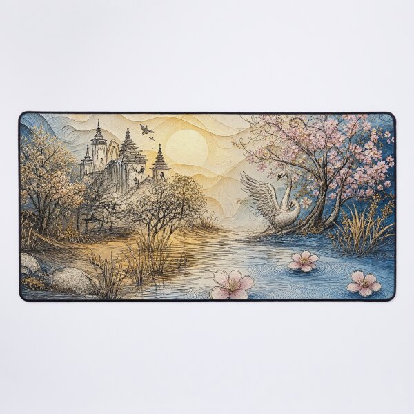 Item preview, Art09_The_Swan_Sanctuary_Ornate_Ink_Landscape designed and sold by Atillasanati.