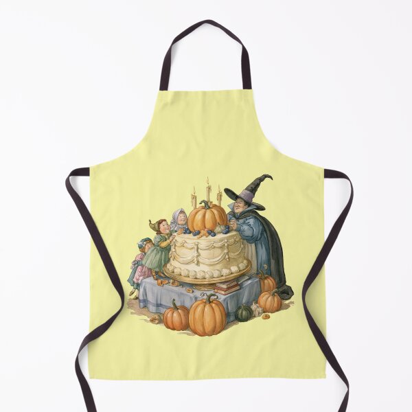 Item preview, Witch and children around pumpkin cake with candles designed and sold by Mauswohn.