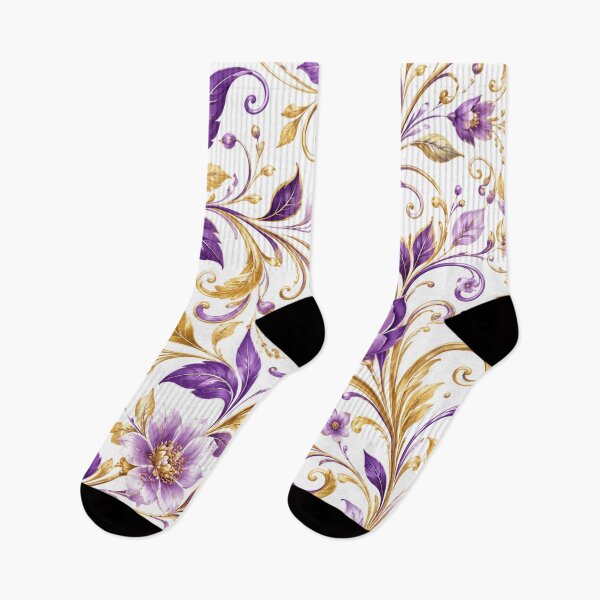 Item preview, Royal Purple & Gold Botanical Flourish designed and sold by Julie Leisure Gardening.