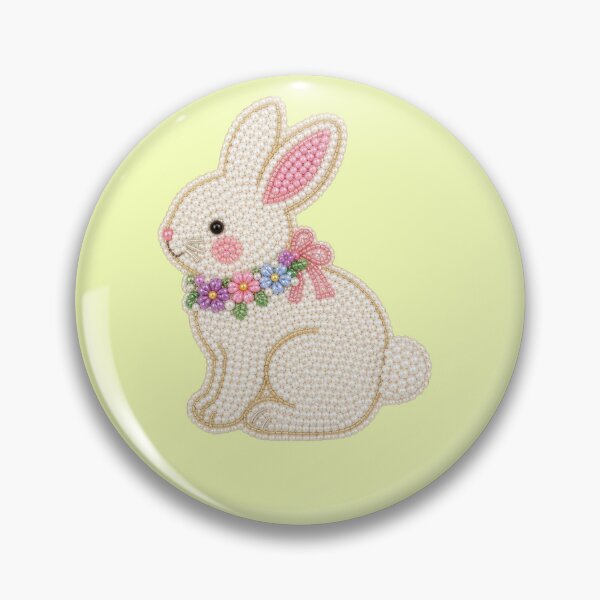 Item preview, Pearl bunny with flower wreath and pink ribbon designed and sold by Mauswohn.