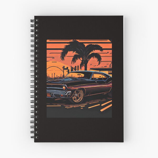 Item preview, Retro Synthwave Muscle Car Sunset Palm Tree Art designed and sold by LuxocaDesigns24.