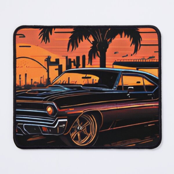 Item preview, Retro Synthwave Muscle Car Sunset Palm Tree Art designed and sold by LuxocaDesigns24.