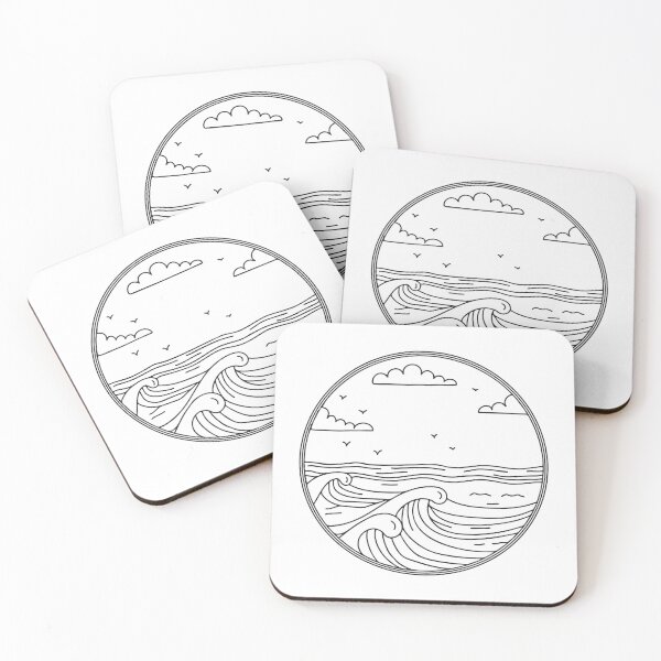 Item preview, A vast ocean with gentle waves in doodle illustration designed and sold by rasagamastore.