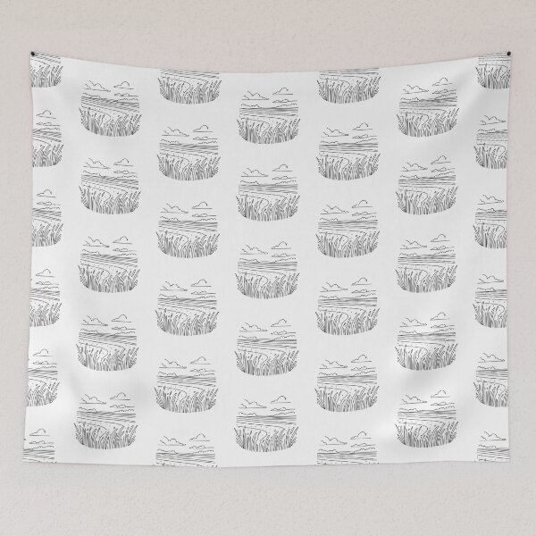 Item preview, A vast open field with tall grass in sketch style designed and sold by rasagamastore.