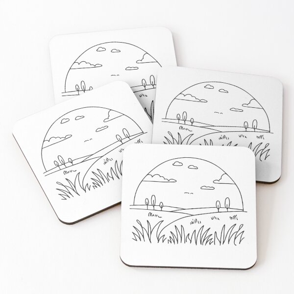 Item preview, A wide open field with tall grass in hand drawn doodle style designed and sold by rasagamastore.
