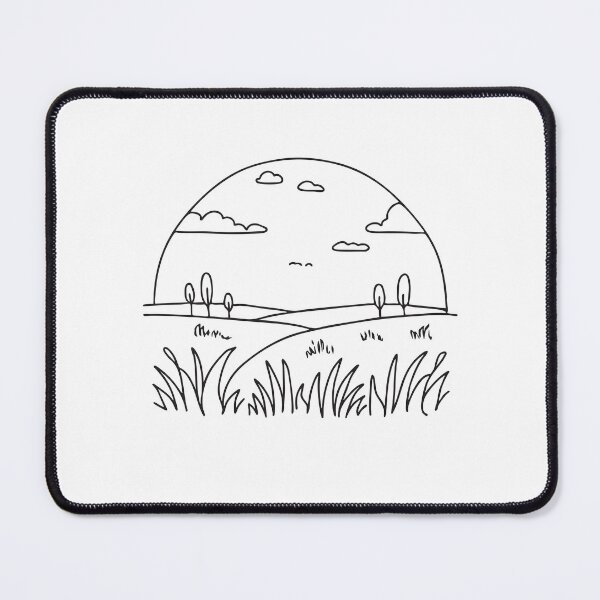 Item preview, A wide open field with tall grass in hand drawn doodle style designed and sold by rasagamastore.