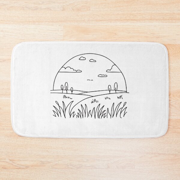 Item preview, A wide open field with tall grass in hand drawn doodle style designed and sold by rasagamastore.