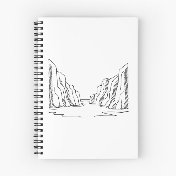 Item preview, A vast rocky valley with steep walls in doodle illustration designed and sold by rasagamastore.