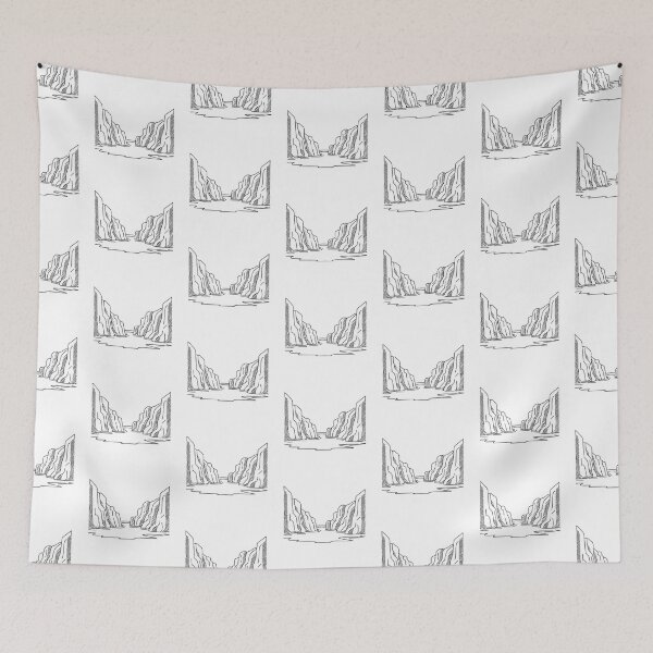 Item preview, A vast rocky valley with steep walls in doodle illustration designed and sold by rasagamastore.