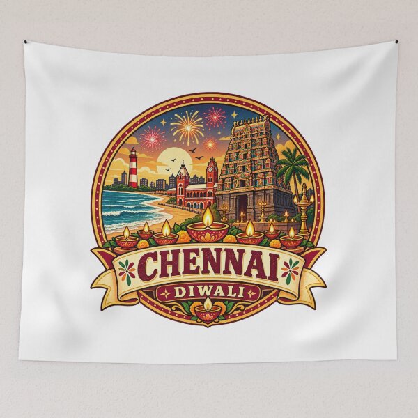 Item preview, Insignia vintage retro de Diwali de Chennai – Festival de las Luces de la India designed and sold by Globalcitytees.