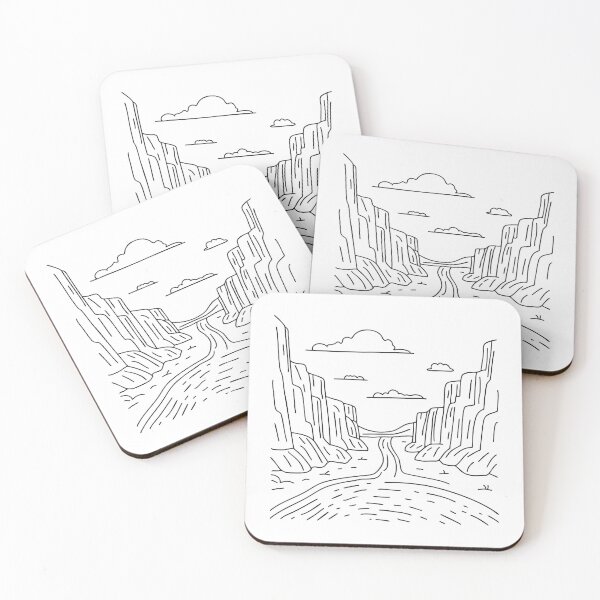 Item preview, A rocky valley with steep cliff walls in hand drawn doodle form designed and sold by rasagamastore.