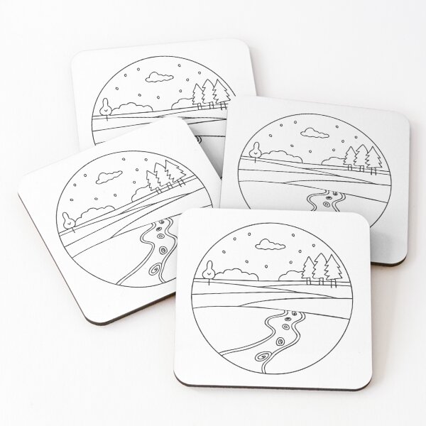 Item preview, A wide snowy ground with footprints in hand drawn style designed and sold by rasagamastore.