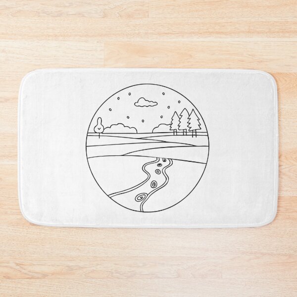 Item preview, A wide snowy ground with footprints in hand drawn style designed and sold by rasagamastore.