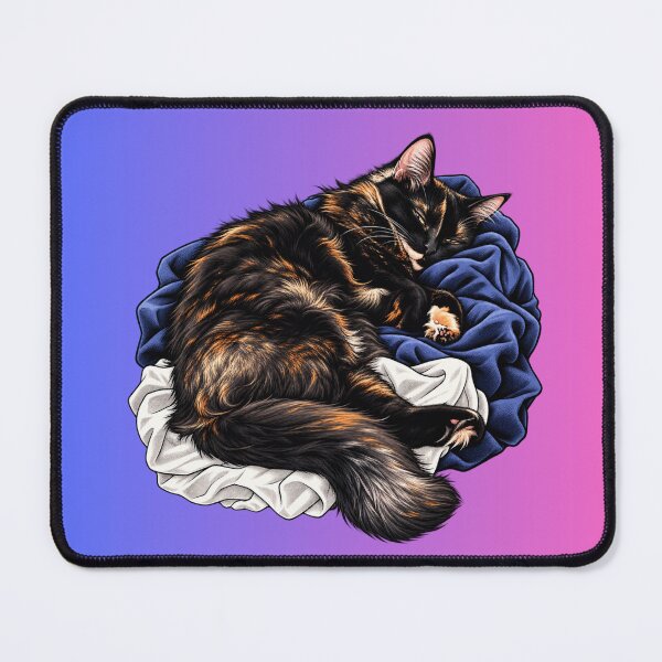 Item preview, Sleeping Tortoiseshell Cat on Rumpled Blankets designed and sold by TheSweetStack.