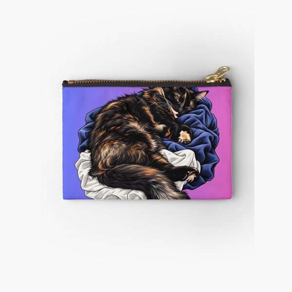 Item preview, Sleeping Tortoiseshell Cat on Rumpled Blankets designed and sold by TheSweetStack.