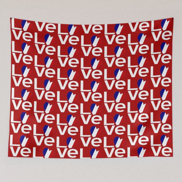 Item preview, French Flag LOVE Heart Design – Red & White Typography designed and sold by AuntieShoe.