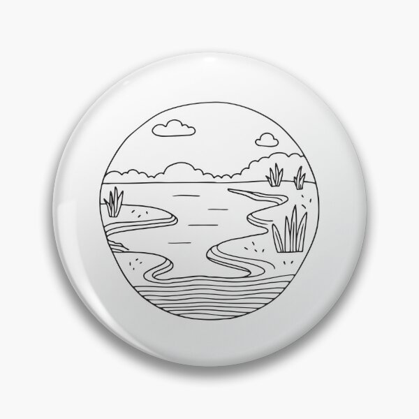 Artikelvorschau, Ein weitläufiges Feuchtgebiet mit flachem Wasser im handgezeichneten Doodle-Stil entworfen und verkauft von rasagamastore.