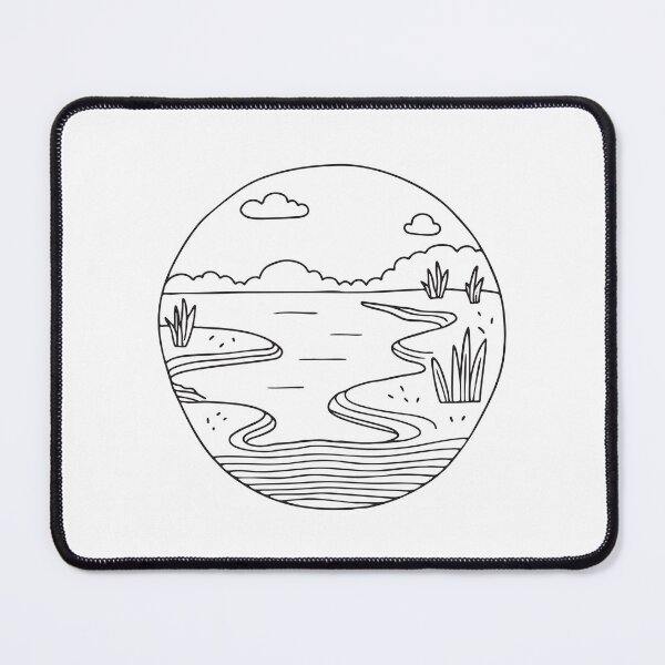 Item preview, A wide wetland with shallow water in hand drawn doodle style designed and sold by rasagamastore.