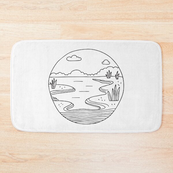 Item preview, A wide wetland with shallow water in hand drawn doodle style designed and sold by rasagamastore.