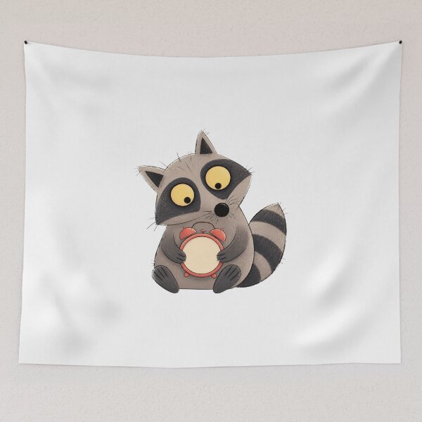 Item preview, Raccoon with Tiny Alarm Clock designed and sold by The-Art-of-D.