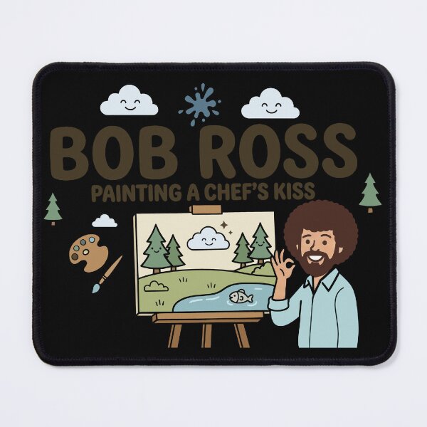 Item preview, Bob Ross Painting a Chef's Kiss Cute Cartoon designed and sold by Karamram Studio.
