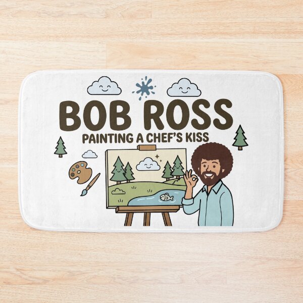Item preview, Bob Ross Painting a Chef's Kiss Cute Cartoon designed and sold by Karamram Studio.