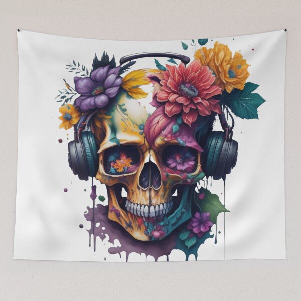 Item preview, Colorful Music Skull designed and sold by timiparkerart.