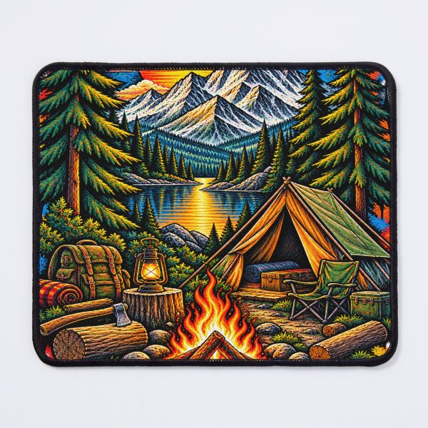 Item preview, Mountain Sunset Camping Adventure Vintage Campfire & Wilderness Art designed and sold by shemodas.
